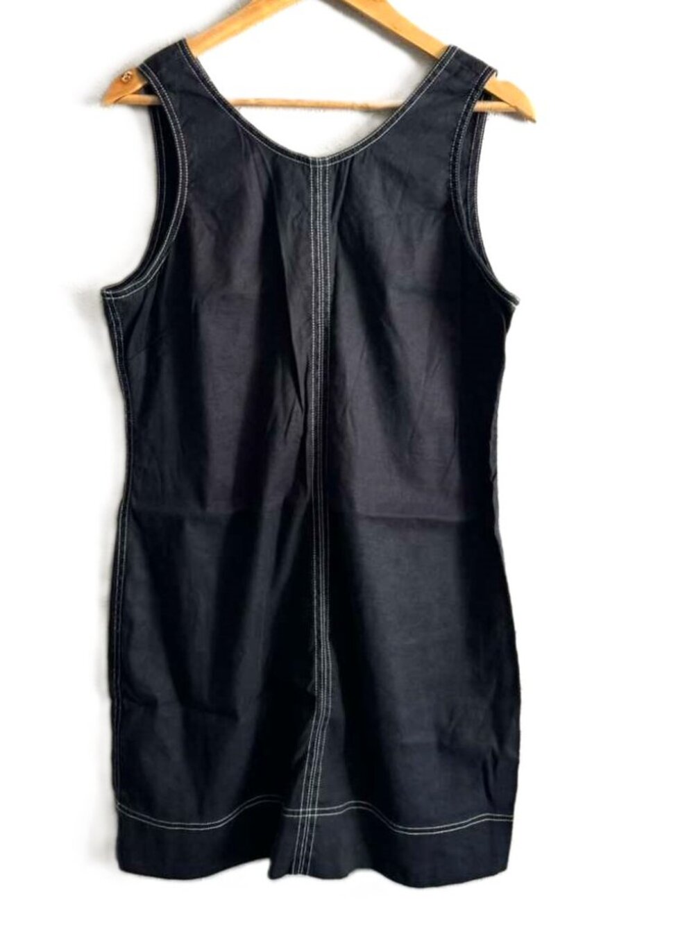 Tommy Bahama Palm-A-Dora Linen Sleeveless Sheath Dress Black Contrast Stitching